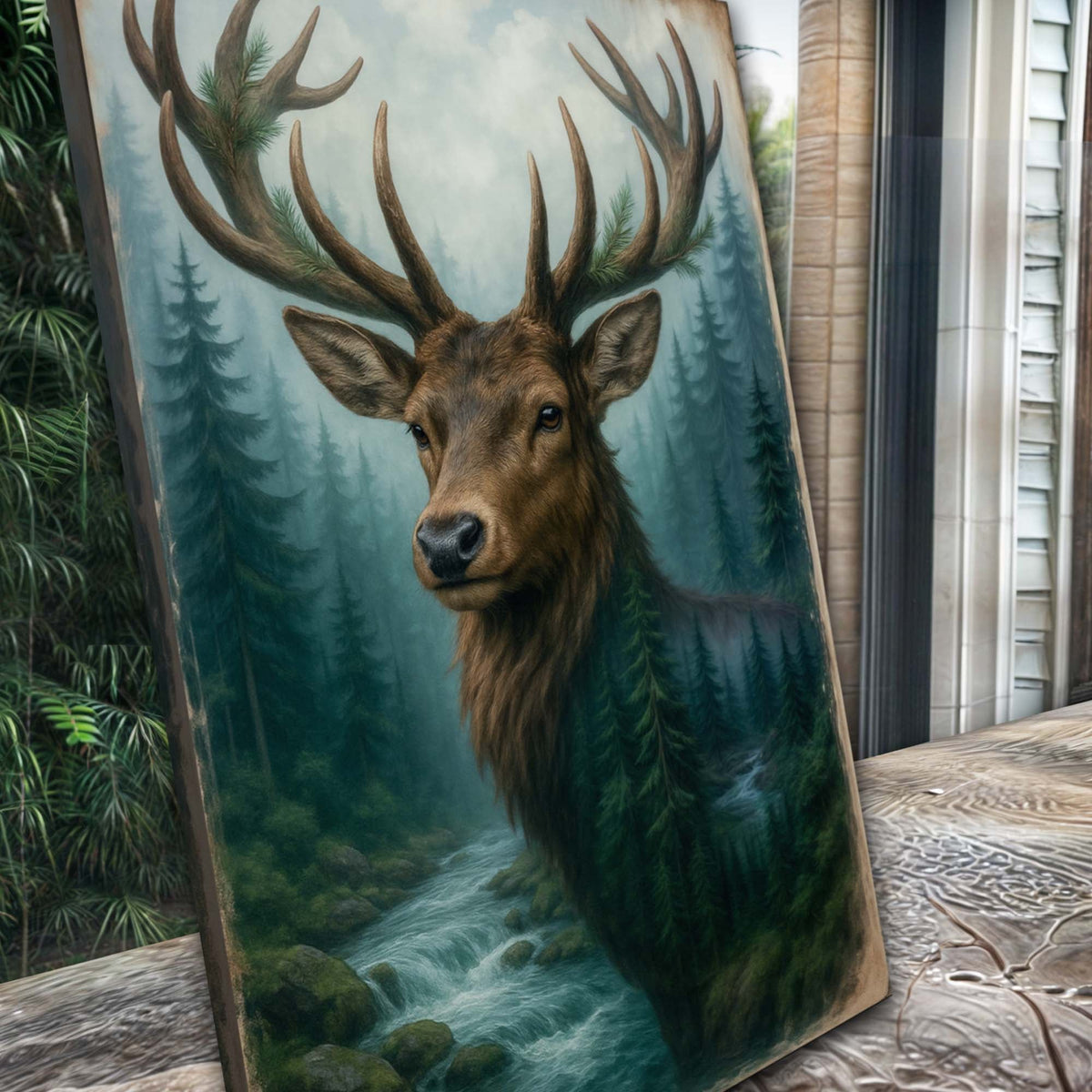 Misty Stag Double Exposure Wall Art, photo 5 of 10