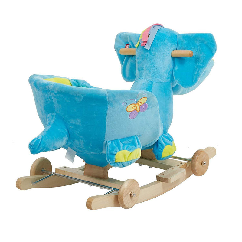 Rocking Horse Elephant Rocker Chair Animal Ride On Toys with Seat Belt and Music for Boys Girls, Blue Elephant