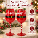 Ho Ho Ho Santa's Christmas Stemmed Wine & Water Glasses - Set of 2