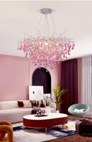 Imbersago | Modern Pink Crystal Chandelier for Living Room, Dining Room, Bedroom