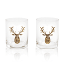 Gold Stag Deer Whiskey Glasses by Jersey Art Glass