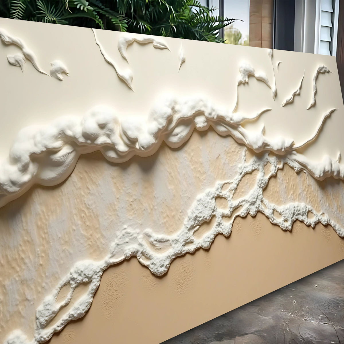 Beige Abstract Ocean Waves Wall Art, photo 3 of 10