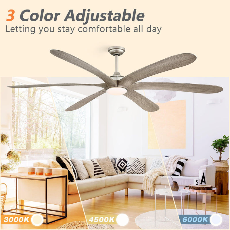 72" Jaydn Farmhouse Satin Nickel DC Motor Downrod Mount Reversible Ceiling Fan with Lighting and Remote Control