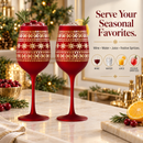 Crystal Stemmed Christmas Wine Glasses Goblets - Set of 2