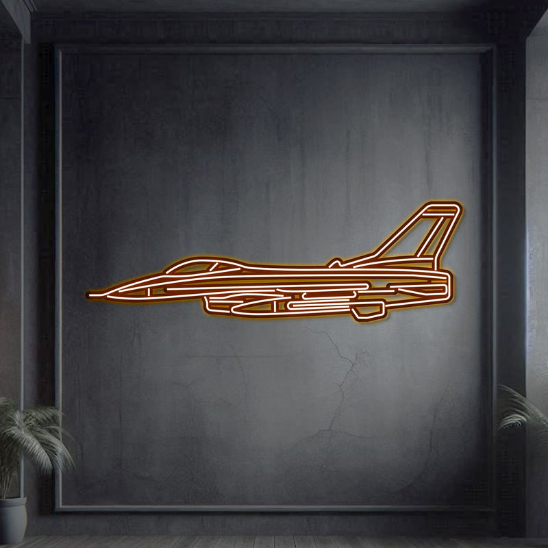 F-16 Falcon Metal Neon Aircraft Wall Art - NCN0038