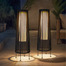 2 Piece Solar Powered Lantern Wicker Solar Patio Lamp Black by JHY DESIGN