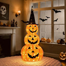 5 Feet Lighted Stacked Pumpkins Halloween Decoration with Witch Hat by LJGDeals