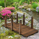 5 Feet Wooden Garden Bridge Arc Footbridge Stained Finish Walkway with Safety Rails by LJGDeals