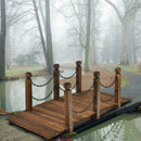 5 Feet Wooden Garden Bridge Arc Footbridge Stained Finish Walkway with Safety Rails by LJGDeals
