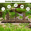 5 Feet Wooden Garden Bridge Arc Footbridge Stained Finish Walkway with Safety Rails by LJGDeals