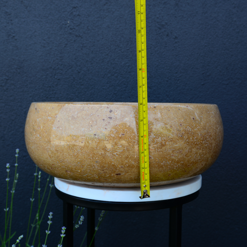Noce Brown Travertine Vessel Sink - Handcrafted Natural Stone, photo 5 of 9