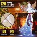 5 ft Christmas Lighted Angel with Harp and 120 Cold White LED Lights by LJGDeals