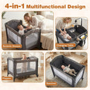 5-in-1 Bedside Bassinet with Diaper Changer and Mattress-Gray by LJGDeals