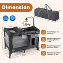 5-in-1 Bedside Bassinet with Diaper Changer and Mattress-Gray