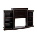 5-in-1 Complete Dining Room Set: Extendable Table 4 Chairs Electric Fireplace Media Console & Bamboo Sideboard