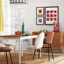 5-in-1 Complete Dining Room Set: Extendable Table 4 Chairs Electric Fireplace Media Console & Bamboo Sideboard by LJGDeals