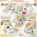 5 in 1 Convertible Toddler Slide Set Kids Art Easel with Stool and Book Rack by LJGDeals