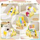 5 in 1 Convertible Toddler Slide Set Kids Art Easel with Stool and Book Rack