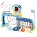 5 in 1 Toddler Sports Toy with Adjustable Basketball Hoop for Baby Boys Girls 18 Months+ by LJGDeals