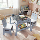 5-in-1 Toddler Table and 2 Chairs Cute Art Desk Set with Reversible Chalkboard Whiteboard by LJGDeals
