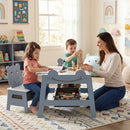 5-in-1 Toddler Table and 2 Chairs Cute Art Desk Set with Reversible Chalkboard Whiteboard by LJGDeals