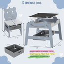 5-in-1 Toddler Table and 2 Chairs Cute Art Desk Set with Reversible Chalkboard Whiteboard