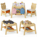 5-in-1 Toddler Table and 2 Chairs Cute Art Desk Set with Reversible Chalkboard Whiteboard by LJGDeals