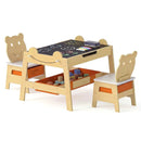 5-in-1 Toddler Table and 2 Chairs Cute Art Desk Set with Reversible Chalkboard Whiteboard by LJGDeals