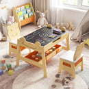 5-in-1 Toddler Table and 2 Chairs Cute Art Desk Set with Reversible Chalkboard Whiteboard