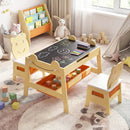 5-in-1 Toddler Table and 2 Chairs Cute Art Desk Set with Reversible Chalkboard Whiteboard by LJGDeals