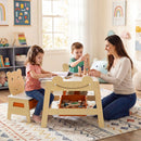 5-in-1 Toddler Table and 2 Chairs Cute Art Desk Set with Reversible Chalkboard Whiteboard by LJGDeals