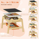 5-in-1 Toddler Table and 2 Chairs Cute Art Desk Set with Reversible Chalkboard Whiteboard
