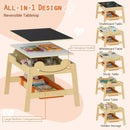 5-in-1 Toddler Table and 2 Chairs Cute Art Desk Set with Reversible Chalkboard Whiteboard by LJGDeals