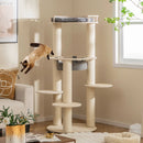 5-level Wooden Cat Tree with Padded Perch Non-woven Hammock-Gray by LJGDeals