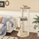 5-level Wooden Cat Tree with Padded Perch Non-woven Hammock-Gray by LJGDeals