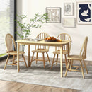 5 Pieces Wooden Dining Table Set with 4 Windsor Chairs by LJGDeals