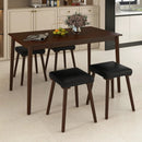 5 Piece Dining Table Set for 4 with 4 Upholstered Stools and Rubber Wood Legs-Brown by LJGDeals
