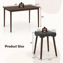 5 Piece Dining Table Set for 4 with 4 Upholstered Stools and Rubber Wood Legs-Brown by LJGDeals