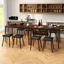 5 Piece Dining Table Set for 4 with 4 Upholstered Stools and Rubber Wood Legs-Brown by LJGDeals