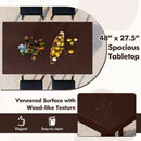 5 Piece Dining Table Set for 4 with 4 Upholstered Stools and Rubber Wood Legs-Brown by LJGDeals