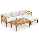 5 Piece Outdoor Conversation Furniture Set with 3 Chairs 1 Ottoman and 1 Coffee Table-White by LJGDeals