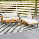 5 Piece Outdoor Conversation Furniture Set with 3 Chairs 1 Ottoman and 1 Coffee Table-White by LJGDeals