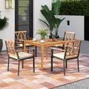 5 Piece Patio Acacia Wood Dining Set Solid Wooden Dining Furniture with Umbrella Hole by DirectDeals