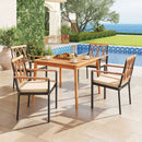 5 Piece Patio Acacia Wood Dining Set Solid Wooden Dining Furniture with Umbrella Hole by LJGDeals