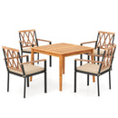 5 Piece Patio Acacia Wood Dining Set Solid Wooden Dining Furniture with Umbrella Hole by LJGDeals