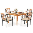 5 Piece Patio Acacia Wood Dining Set Solid Wooden Dining Furniture with Umbrella Hole by LJGDeals