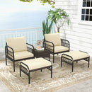 5 Piece Patio Conversation Set with Ottomans and Coffee Table by LJGDeals