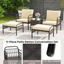 5 Piece Patio Conversation Set with Ottomans and Coffee Table by DirectDeals