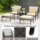 5 Piece Patio Conversation Set with Ottomans and Coffee Table by LJGDeals