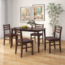 Vintage Wooden Dining Table Set for 4 with Padded Seat and Curved Backrest by LJGDeals